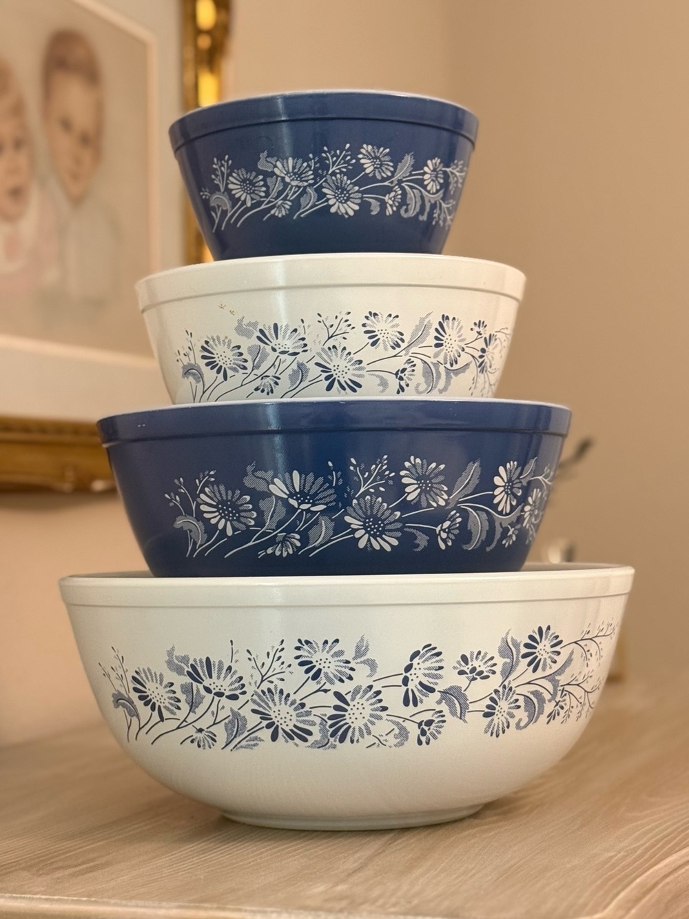 STUNNING Pyrex Colonial Mist mixing set including the HTF 404, & 401, 402, 403